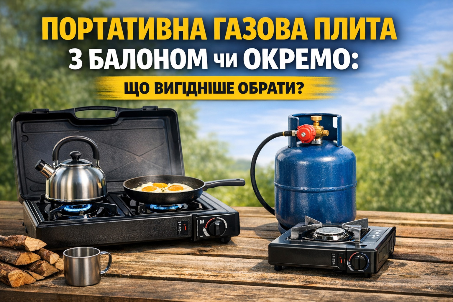 Портативна газова плита з балоном чи окремо